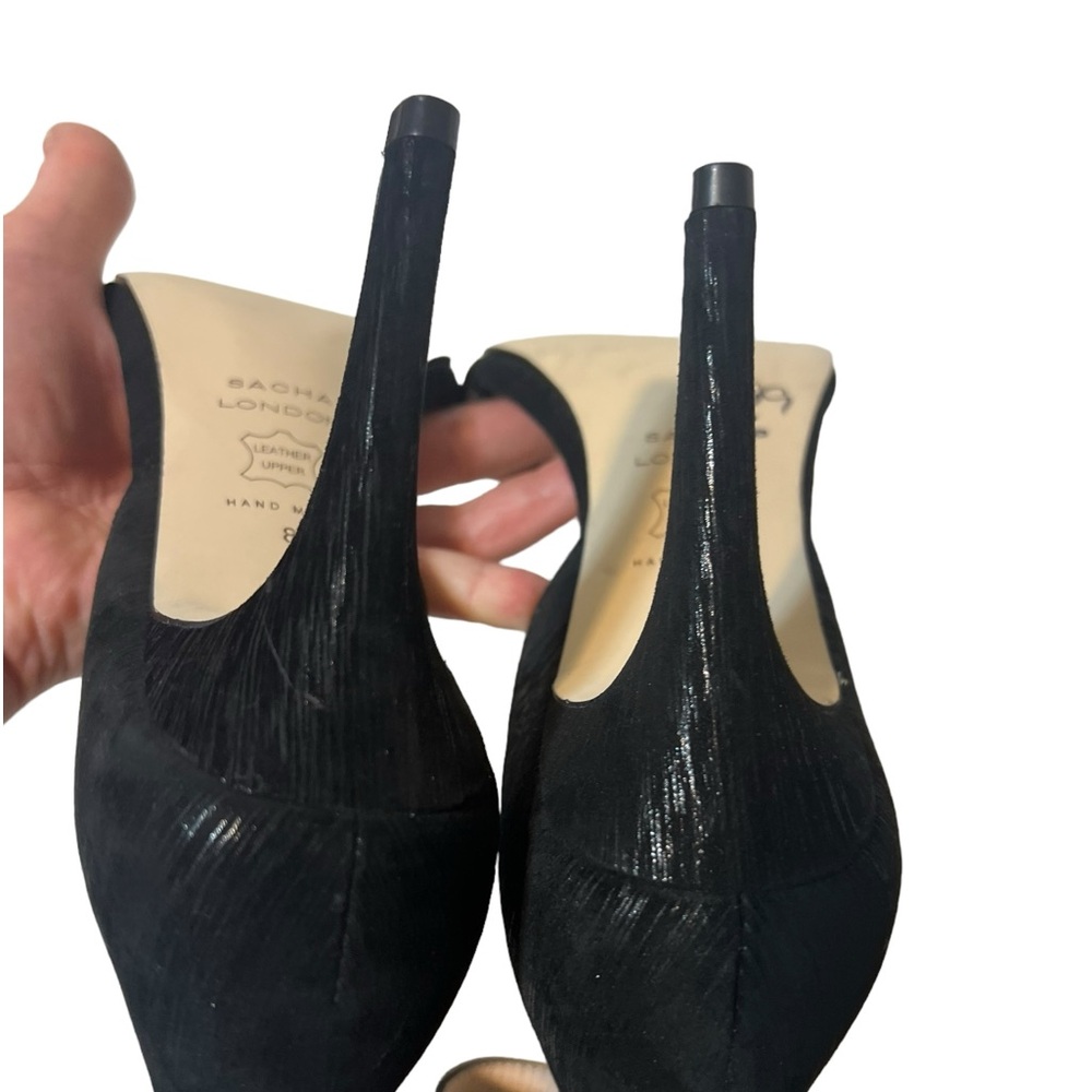 New Sacha London Leather Handmade Black Open-Toe Sandals High Heels - Picture 12 of 14